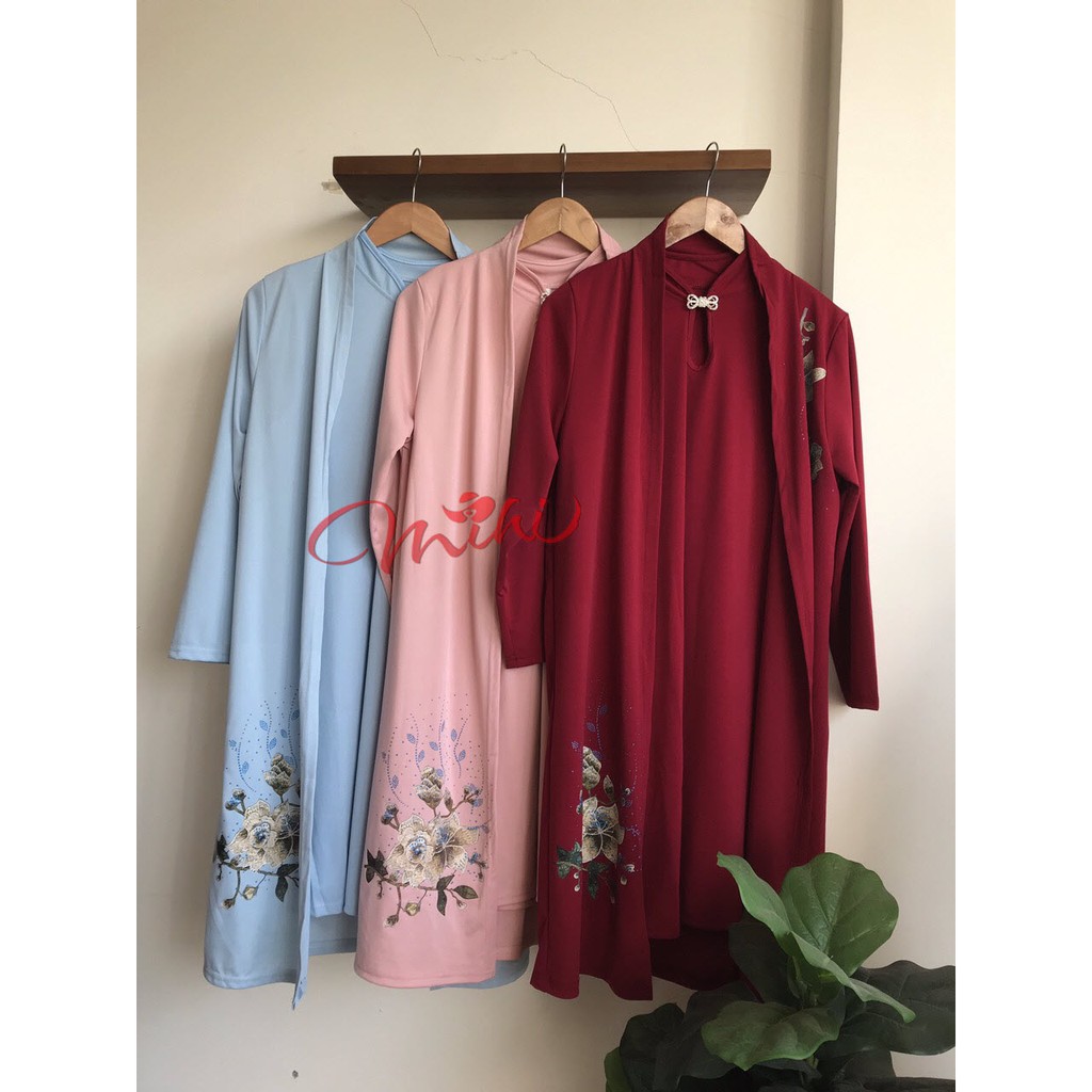 Váy trung niên nữ sang trọng thu đông V66 cổ tàu &amp; áo choàng 3 màu - Đầm dự tiệc thời trang cho mẹ trung tuổi cao cấp