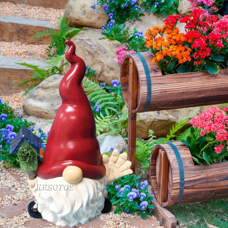 [KESOTO2]Resin Gnome Figure Handmade Standing Tomte Statue Yard Home Office Gift