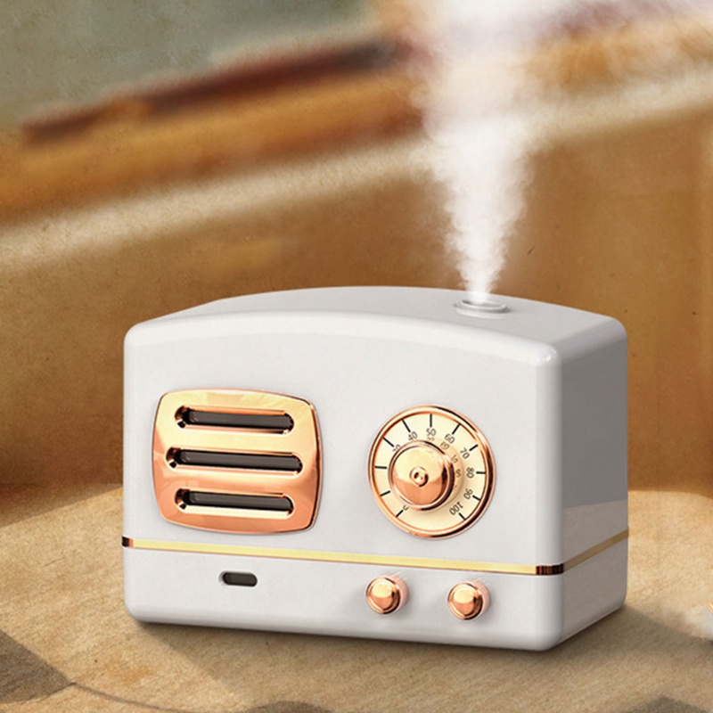 Máy Phun Sương Làm Ẩm Không Khí Hình Radio Cổ Điển Sức Chứa Lớn Sạc Cổng USB