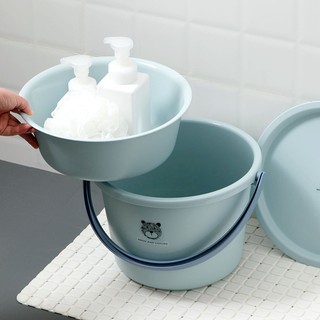 Chậu xô đặt xô hộ gia đình ký túc xá chậu giặt xô đựng nước sinh viên có nắp bồn tắm xô tròn xô nhựa