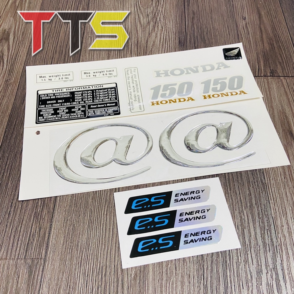 Bộ tem xe Honda @ 150 chất liệu nhựa nổi cao cấp, kèm tem thông số đầy đủ dán xe