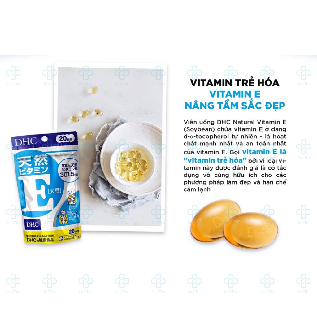 Viên Uống Vitamin E DHC Nhật Bản - Vitamin E, Dưỡng Da, Chống Lão Hóa Da, Đẹp Da (30/ 90 Ngày) [Chính Hãng]