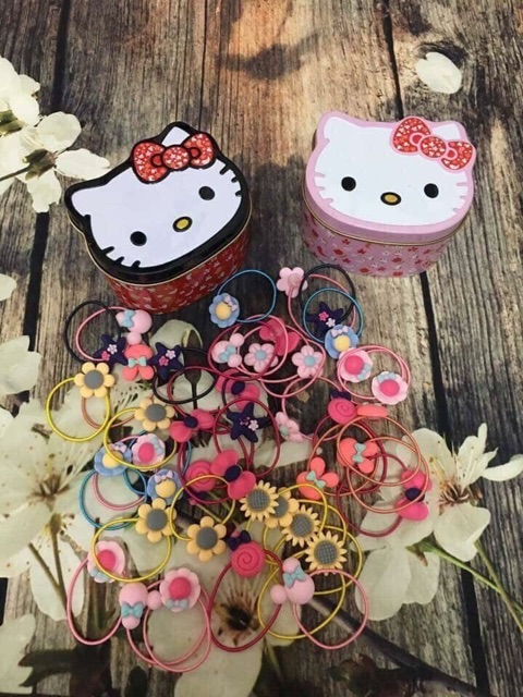 Sỉ hộp 40 chun buộc tóc loại đẹp cho bé yêu