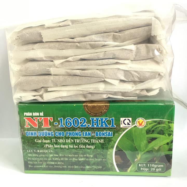 Phân bón chậm tan dạng túi lọc hộp 20 túi NT-1602 HK1 cung cấp dinh dưỡng cho phong lan, hoa cảnh