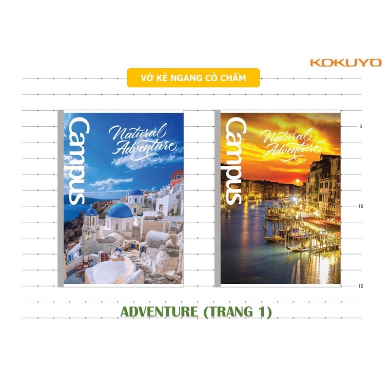 Lốc 10 quyển vở kẻ ngang campus adventure 80 trang có chấm ( Tặng 1 Bút Bi Matrix Thiên Long FO-024 VN)