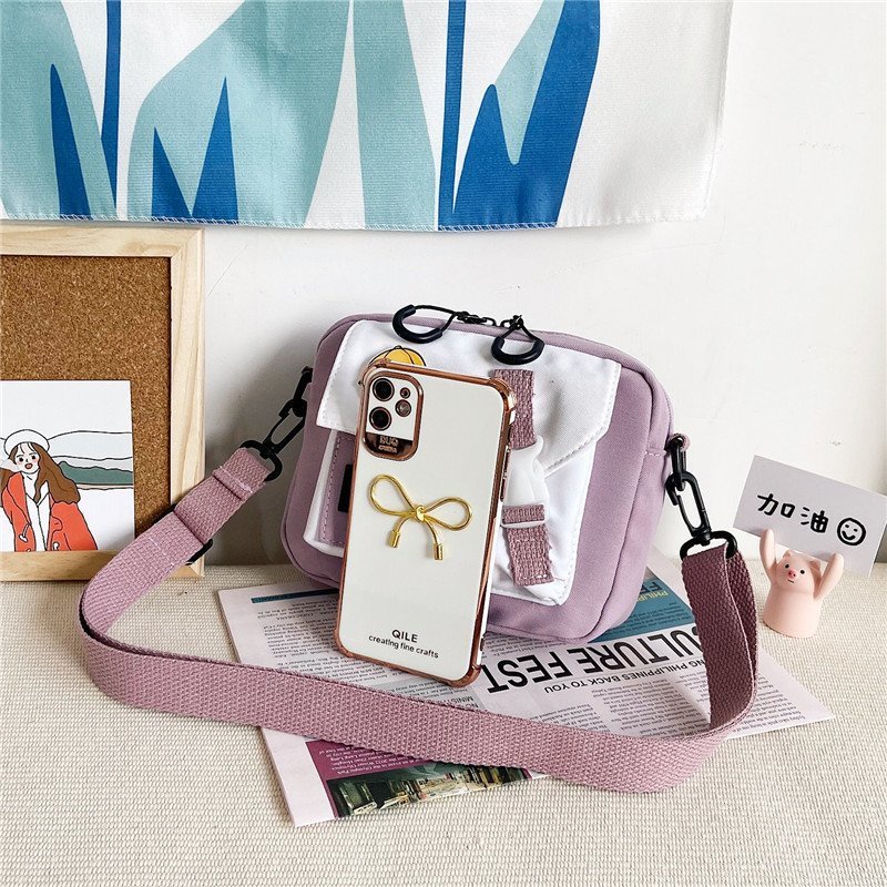 Túi Đeo Chéo Nhỏ Bằng Vải Canvas Phong Cách Phương Tây Đơn Giản Phong Cách Mới Cho Nữ