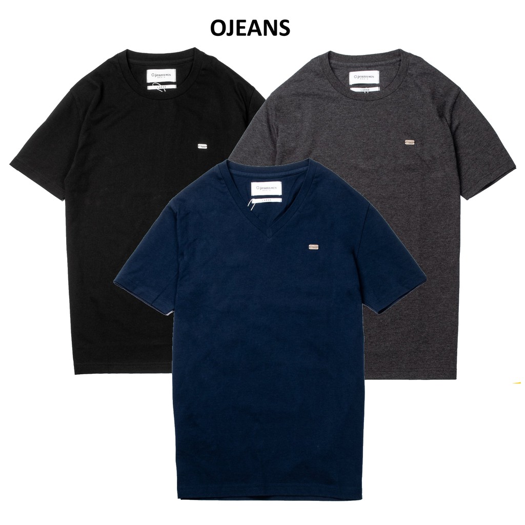 Áo thun nam ngắn tay màu trơn chất cotton cao cấp Ojeans