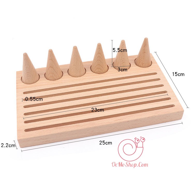 Khay trưng bày trang sức hình nón bằng gỗ soài cao cấp