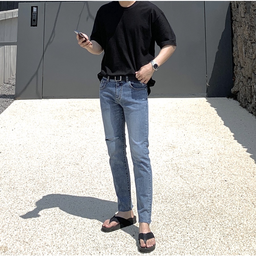QUẦN JEAN Skinny BabyBlue rách gối CHUOT TRANG