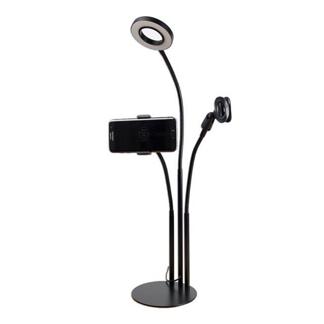 Bộ chân đế kẹp Mic có đèn Led hỗ trợ Livestream, đa năng 3 trong 1 kiêm đèn đọc sách