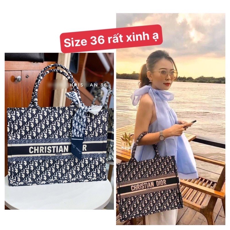 Túi dior họa tiết size 36 (tặng kèm khăn lụa)