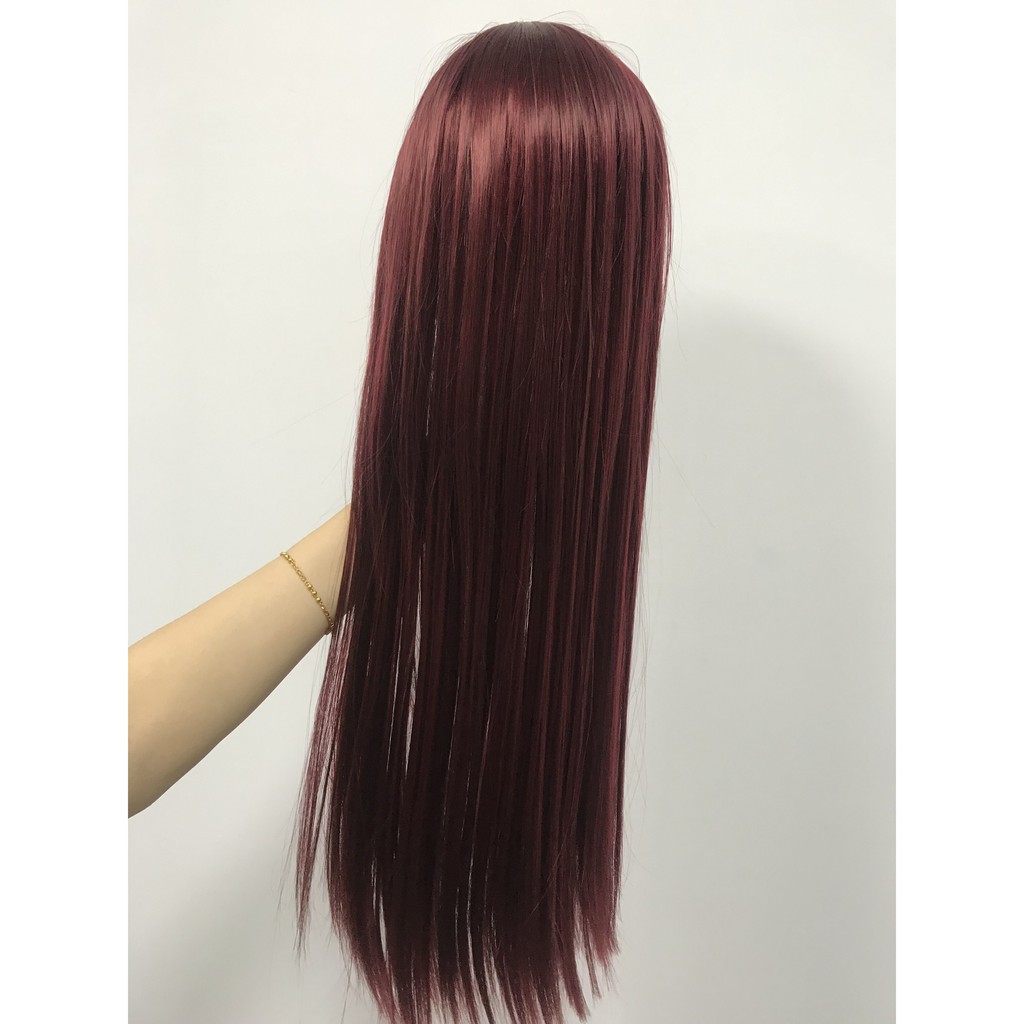 Tóc Giả Thẳng Dài Màu Đỏ
