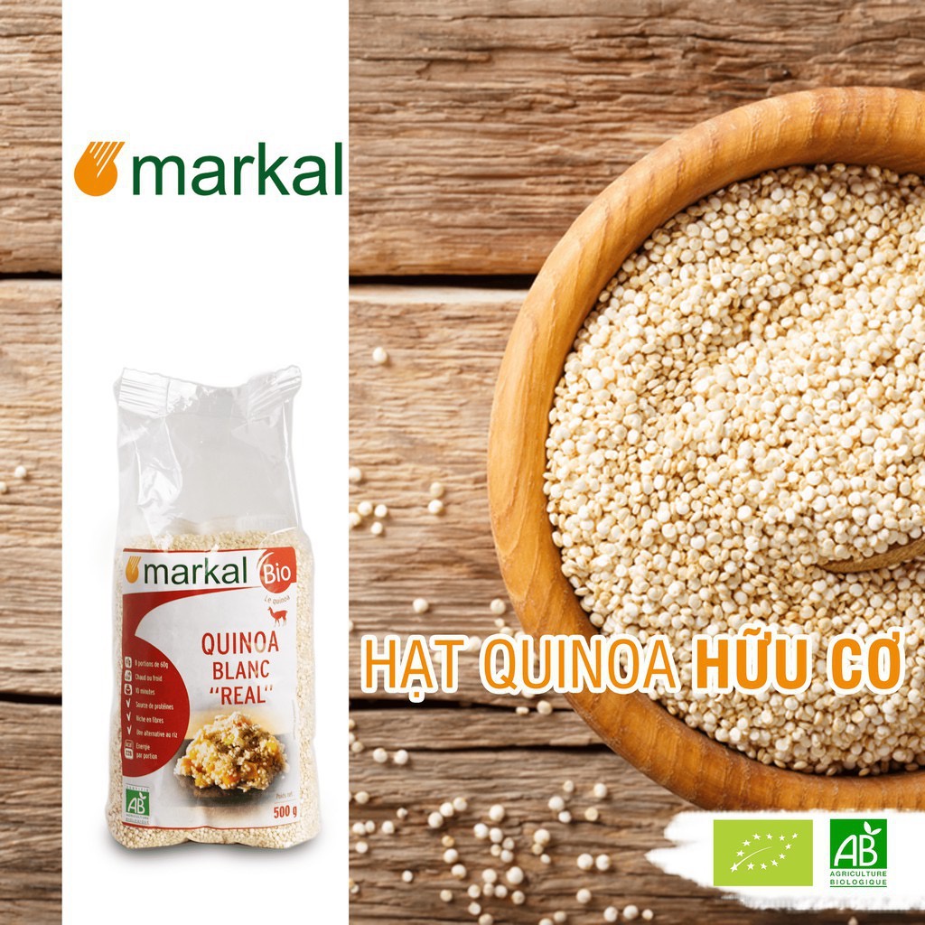 ( Tặng kèm công thức chế biến ) Hạt diêm mạch quinoa trắng / quinoa 3 màu hữu cơ Markal 500g- SHOP MẸ MIN