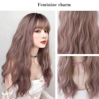 Tóc giả bộ Xù 3 trục hồng khói lửng  xinh xắn