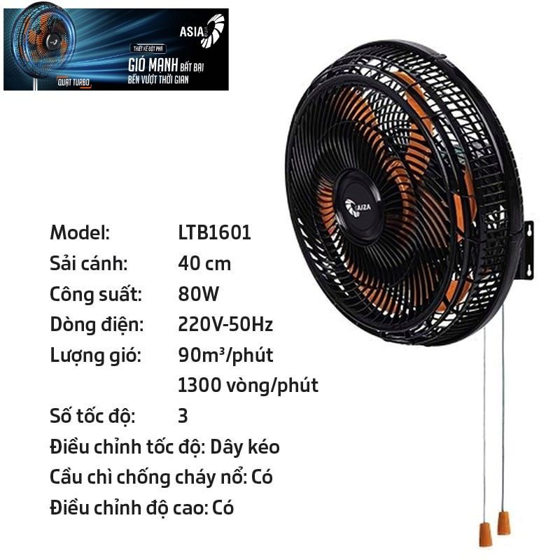 [QUẠT TURBO] Quạt treo Asia Turbo LTB1601-DV0 | 80W