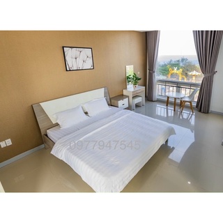 Bộ drap khách sạn trắng sọc 1.6m x 2m .1m8x2m từ 5-27cm