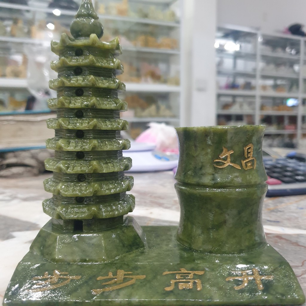 Tháp văn xương ống bút đá SERPENTINE