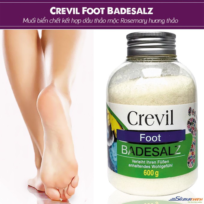 Muối khoáng ngâm chân biển chết Crevil Foot Badesalz 600g - Nhập khẩu Đức