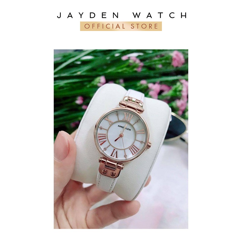 Đồng hồ Nữ Anne Klein 2718RGWT Rose Gold-tone White Leather strap 30mm