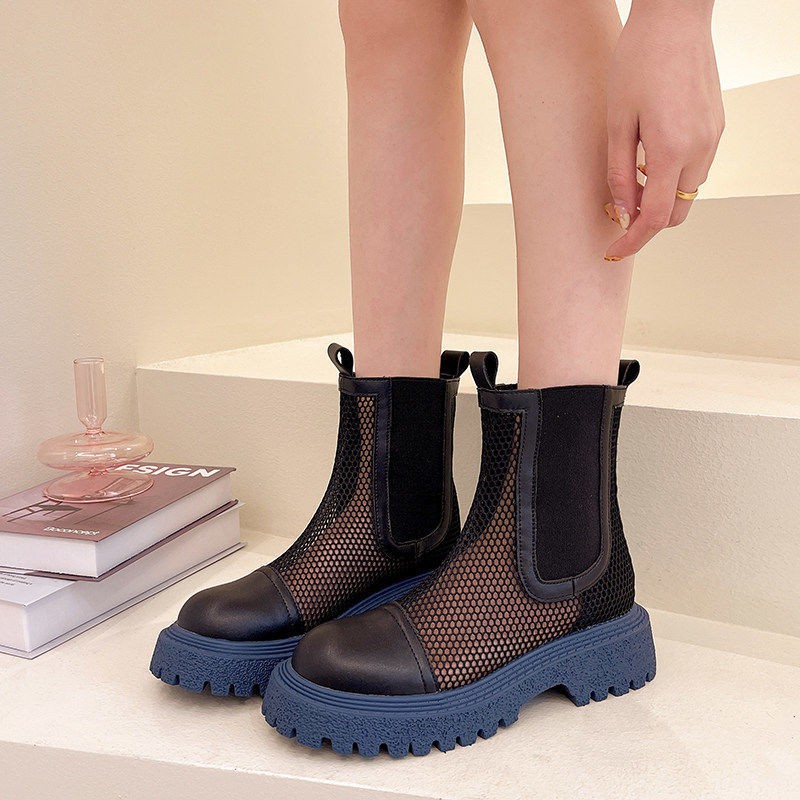 ldren summer thin thick-soled sandals hollow mesh boots Chelsea boots breathable sandals ankle boots