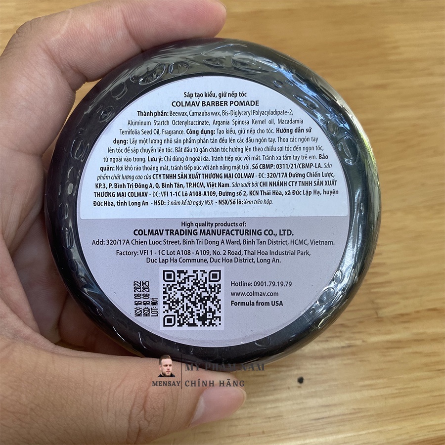 Sáp vuốt tóc Colmav Barber Pomade gốc dầu 100g - chính hãng 100% COLMAV