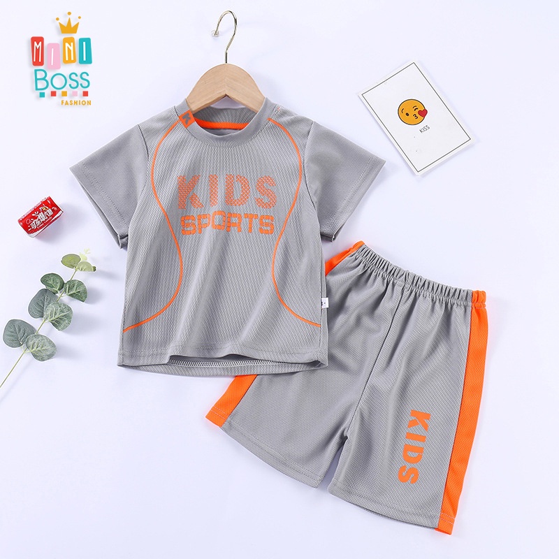 Bộ đồ thể thao bé trai thông hơi MiniBoss - Quần áo bóng đá cho bé 10-30kg Quảng Châu QAN149