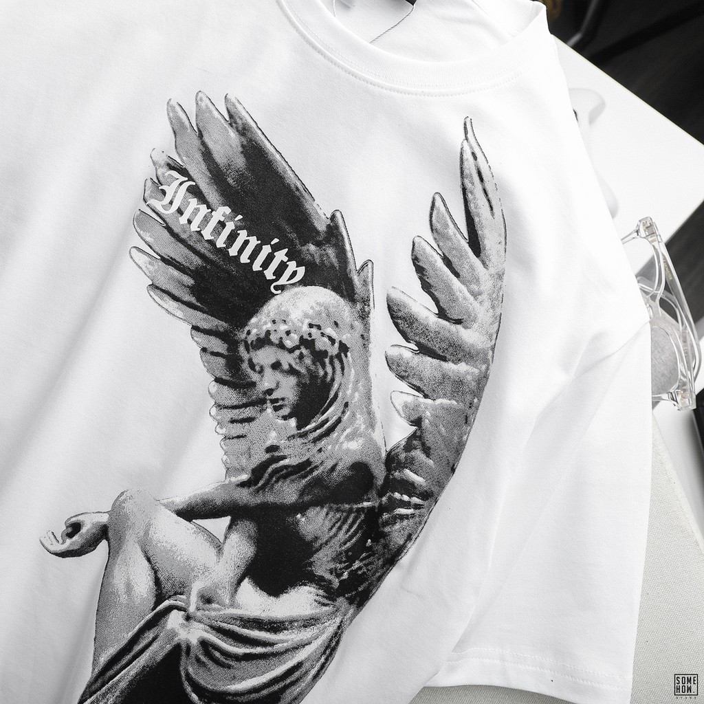 Áo Thun Nam Cổ Tròn INF In Hình Thiên Thần,Vải Cotton Co Giãn Form Regular AT010106 ,Somehowstore