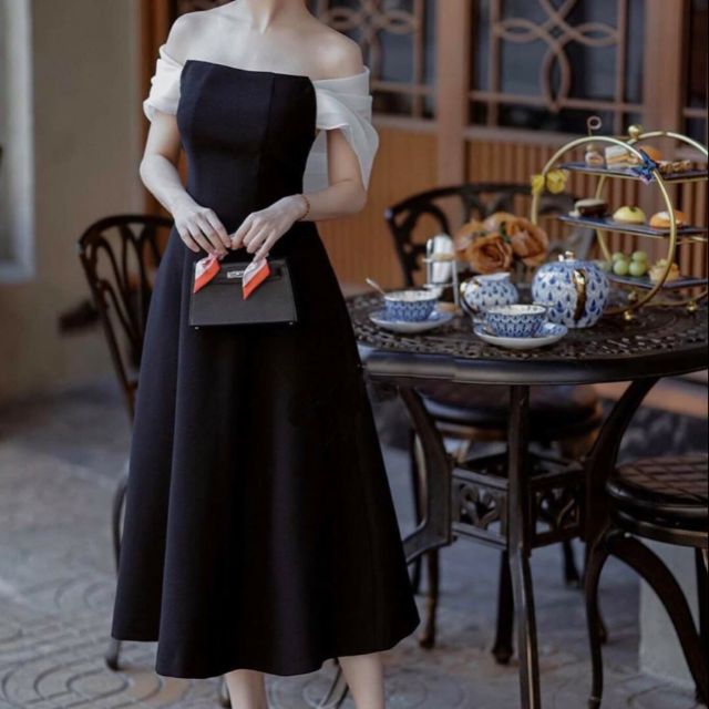 Đầm đen tay phối voan ❌