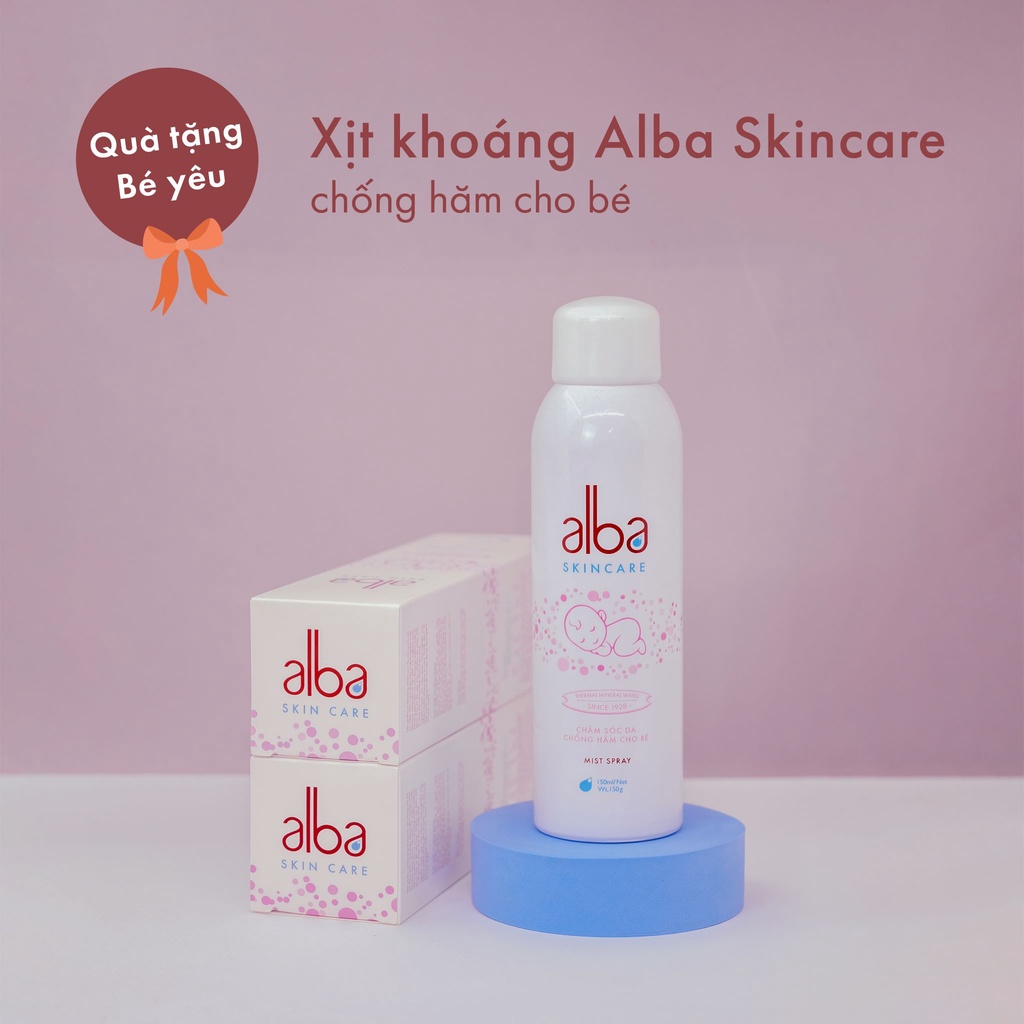 Xịt khoáng trẻ em Alba Skin Care - Chống hăm khô rôm sẩy do bỉm giúp da bé mịn màng - An toàn không gây kích ứng 150ml