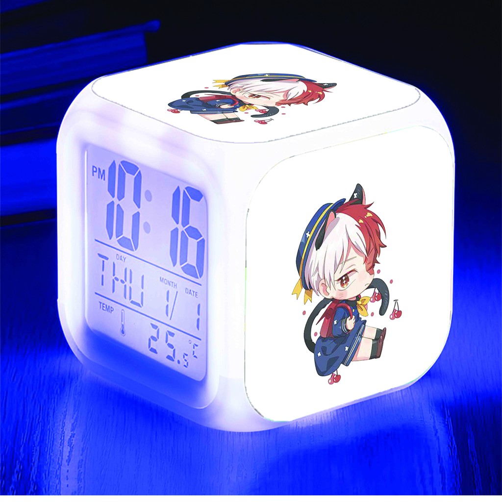 Đồng hồ báo thức để bàn in hình BOKU NO HERO ACADEMIA HỌC VIỆN ANH HÙNG ainme chibi LED đổi màu