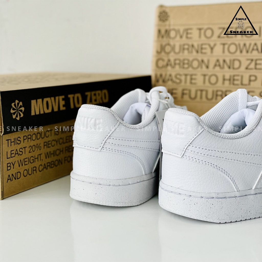 Giày Nữ Nike Court Vision Chính Hãng 💙FREESHIP💙 Nike Court Vision All White - Giày Sneaker Da Màu Trắng - Simple Sneaker