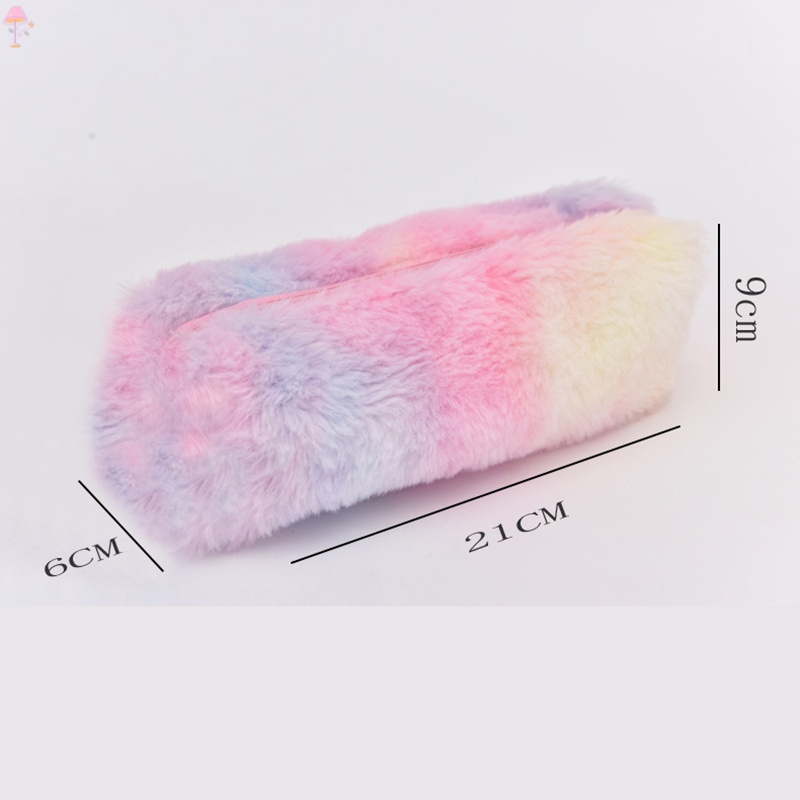Túi Đựng Bút Hình Quả Bóng Lông Màu Sắc Gradient Dễ Thương Dành Cho Nữ