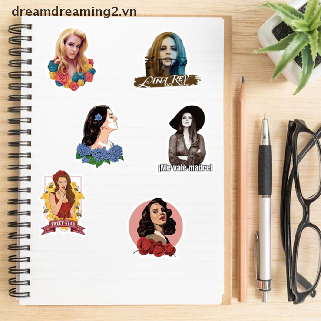 Bộ 50 Miếng Dán Cho Ván Trượt / guitar / Lana Del Rey Graffitii2 Singer