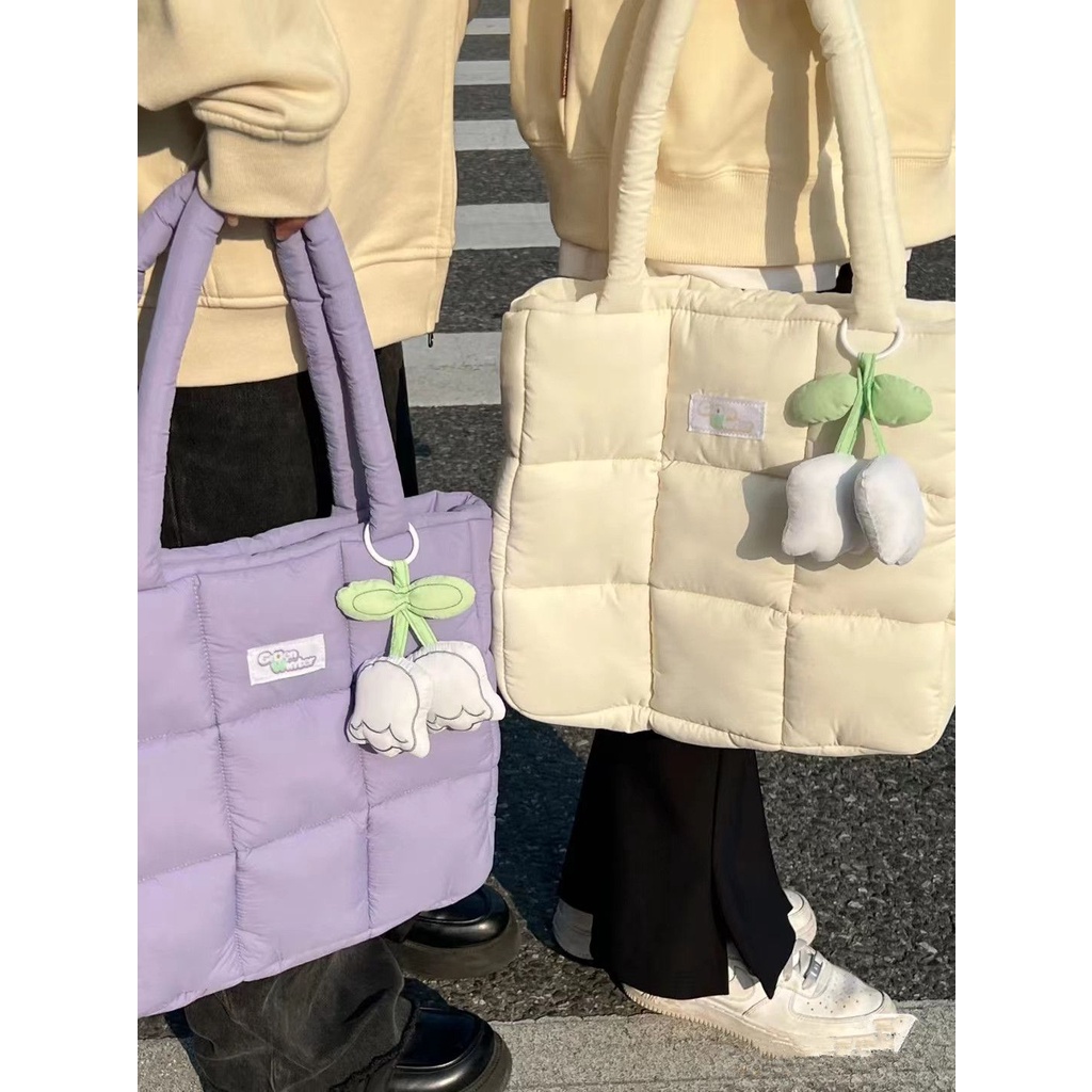 Túi Tote Đựng  Sức Chứa Lớn Vải Cotton Nilon Xếp Nếp Thiết Kế Thời Trang Kích Thước 40 X 31 X 9CM - Laptop 14 Inch