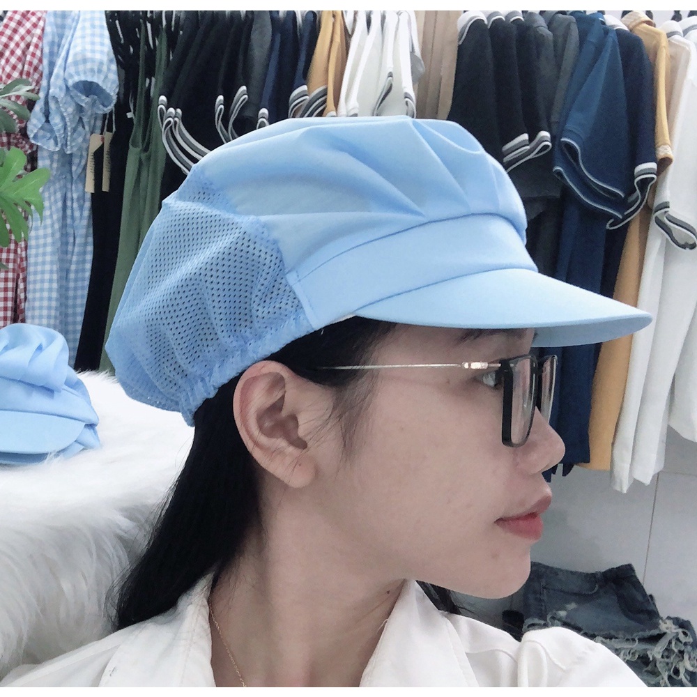 Nón lưới trùm tóc công nhân thực phẩm, mũ vải bảo hộ màu TRẮNG, XANH BIỂN, XANH LÁ, VÀNG