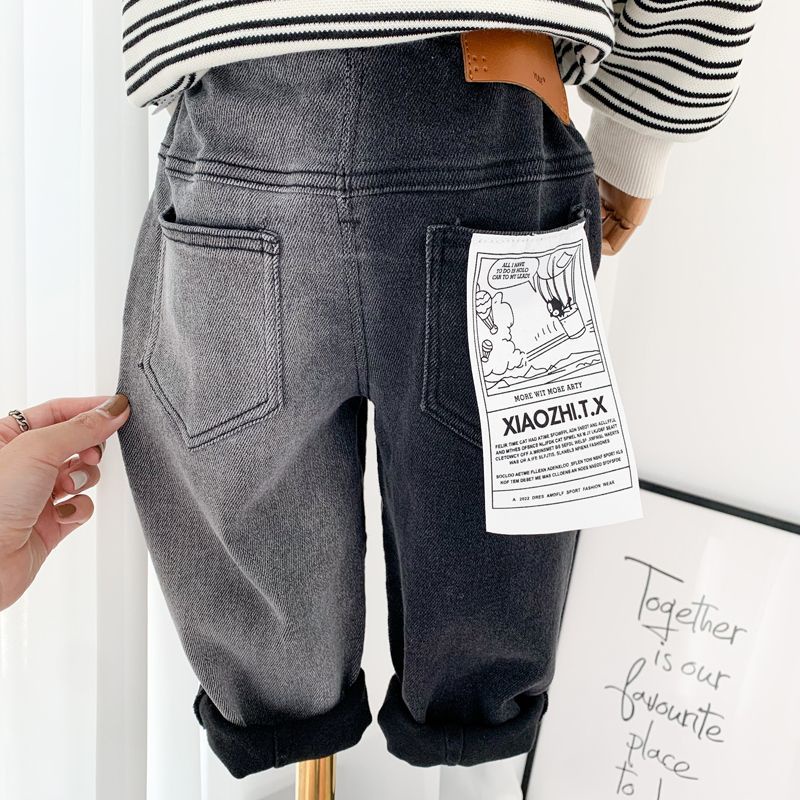 Quần Jean Dài Dáng Rộng Phong Cách Hàn Quốc Thời Trang Mùa Thu Cho Bé Trai