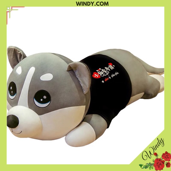 Gối ôm gấu bông hình chó ngáo husky 1m, 1m2 nhồi bông cao cấp windy.com