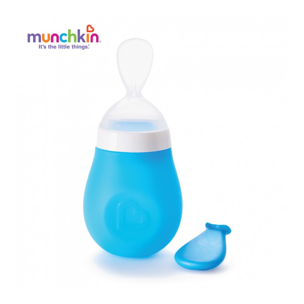 Bình thìa ăn dặm Munchkin - Màu sắc Xanh lơ/Xanh lá/Hồng (Chất liệu Nhựa và silicone an toàn-USA) - dung tích 150ml-95gr