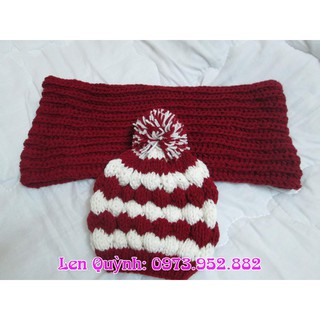 Bộ khăn ống, mũ len đan tay