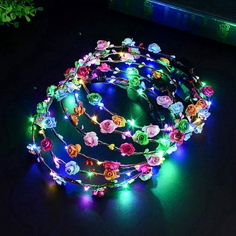 Bộ 10 vòng hoa đội đầu đèn led dành cho đám cưới