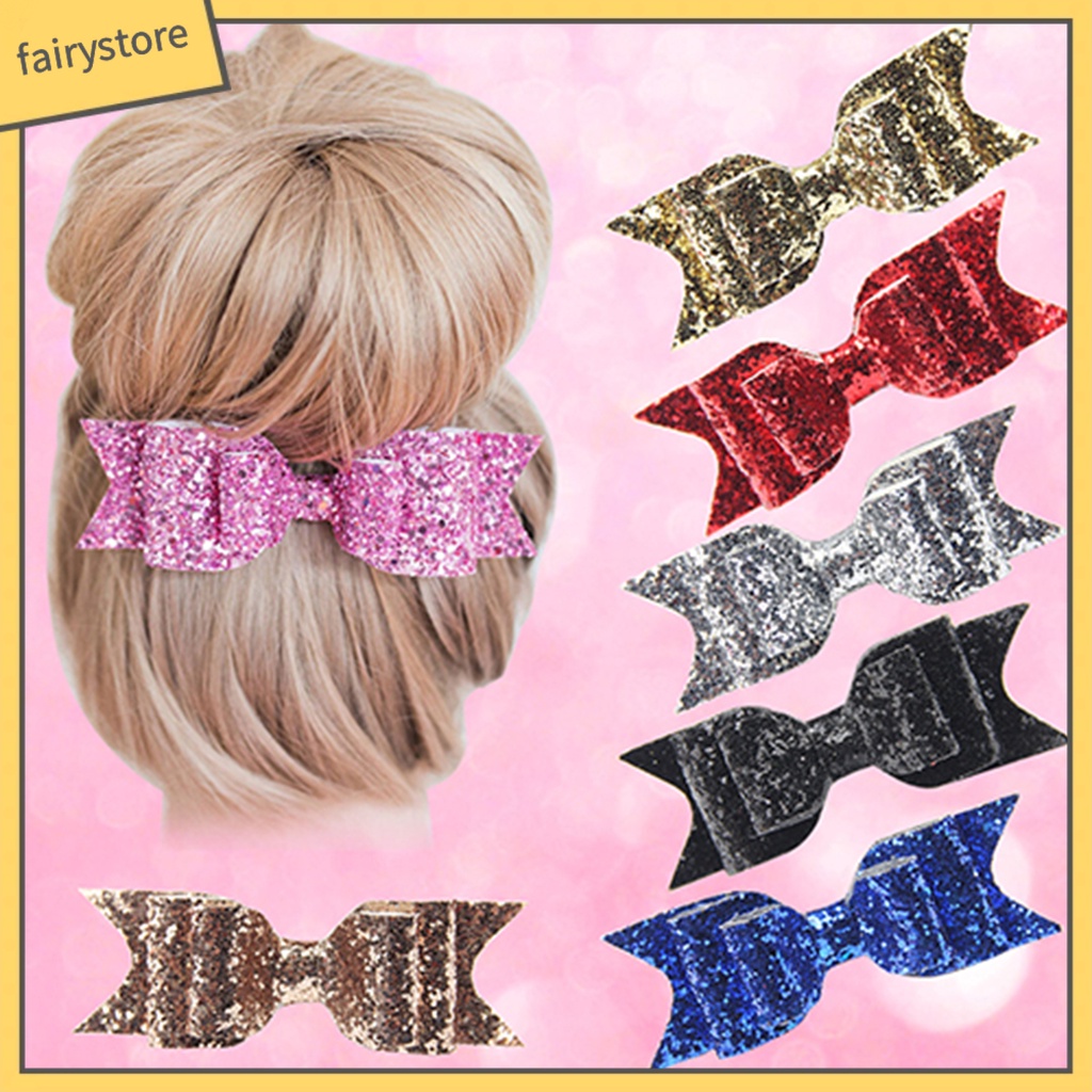 Kẹp tóc hình nơ đính sequin lấp lánh dễ thương dành cho bé gái