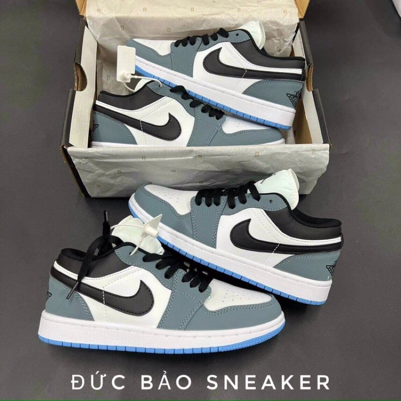 Jordan xanh dương móc đen da thật 11 . Giày jd1 xanh low thể thao nam nữ sneaker