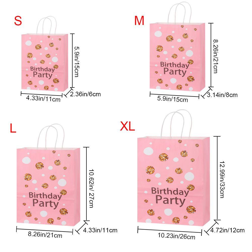 ♕Thú Nhồi Bông♕ Túi Giấy Kraft Màu Hồng Dễ Thương Dùng Đựng Kẹo Cho Bé