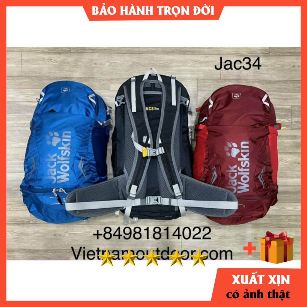 Balo phượt Jack Wolfskin Moab Jam 34 model 2023  BẢO HÀNH TRỌN ĐỜIba lo nam nữ leo núi -  du lịch -trekking -hiking