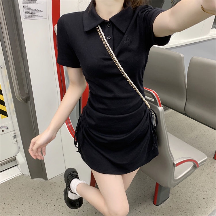 Đầm polo Tay Ngắn Dáng Ôm Thời Trang Hàn Quốc Quyến Rũ Cho Nữ