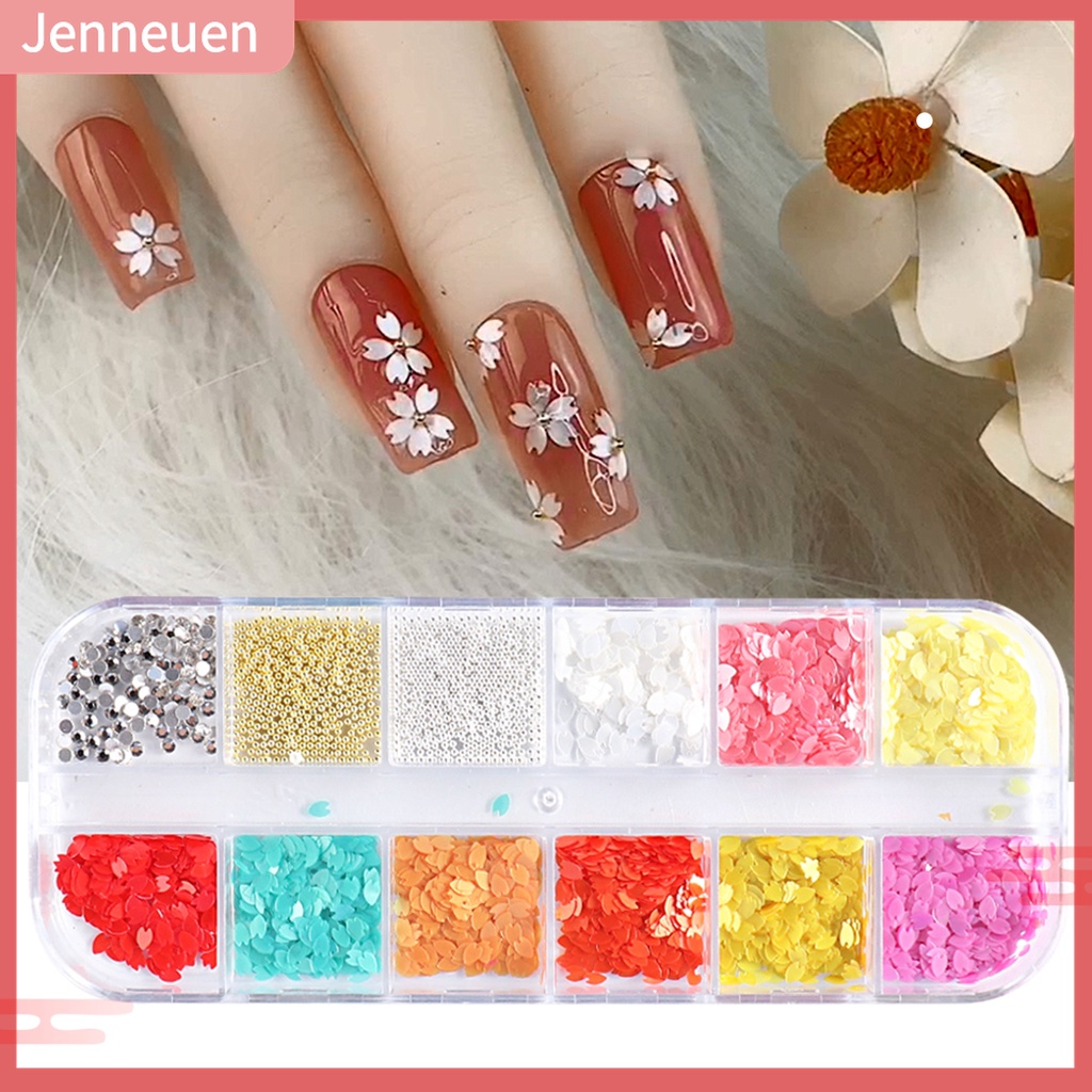 1 Hộp Cánh Hoa 3D Bằng Nhựa PET Chống Nước Dùng Trang Trí Móng Tay Nghệ Thuật