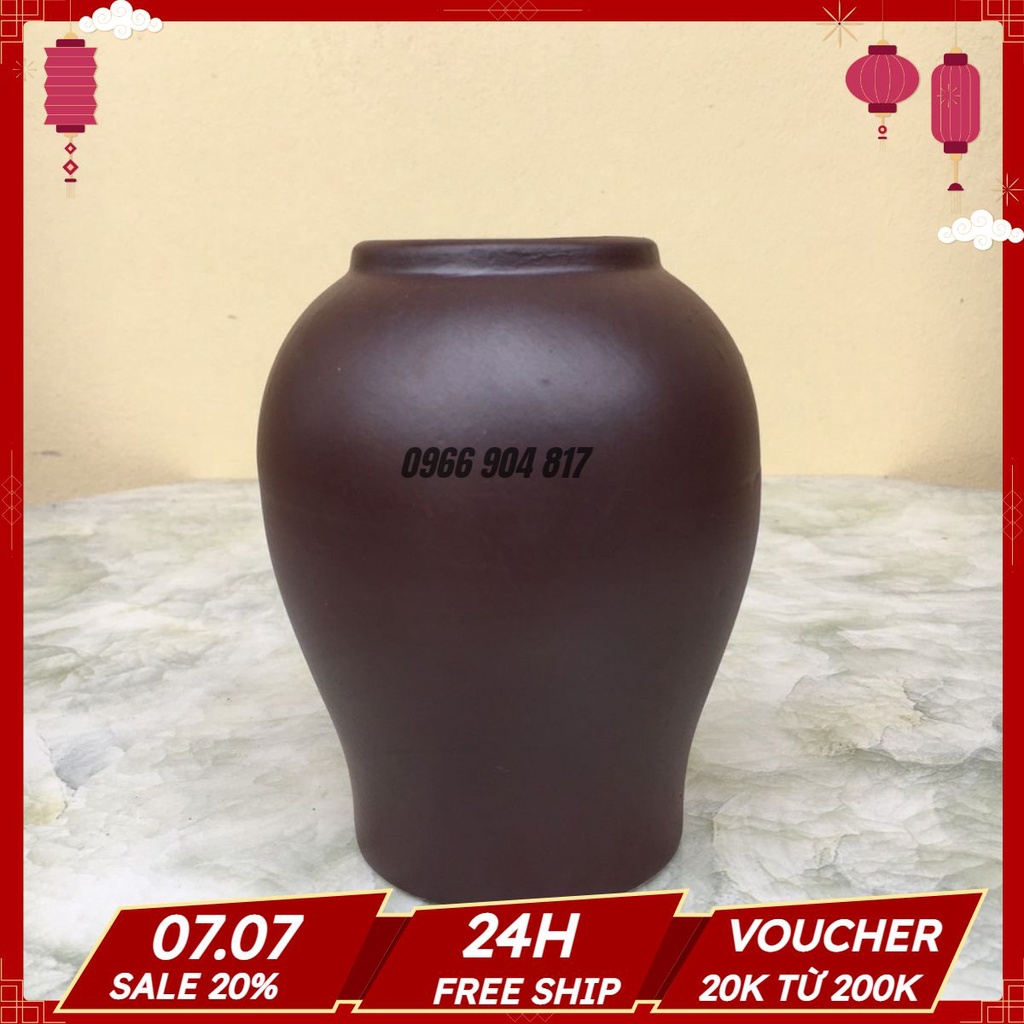 Chậu Bonsai Chum Nâu Cao Đất Nung Gốm Bát Tràng 1 size BM-138