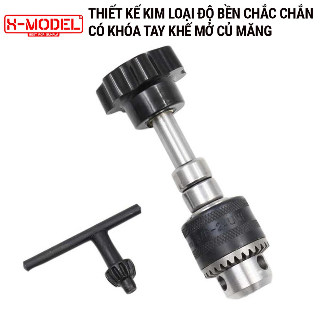 Dụng cụ Máy khoan mini cầm tay đa năng đầu 0.5, 6.5, 10mm, có khóa tay, phụ kiện làm gia công mô hình nhựa XMODEL