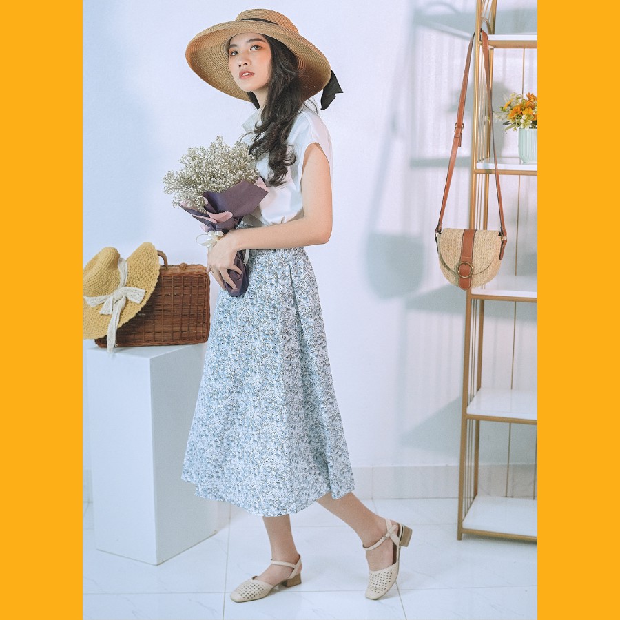 Chân váy dài vintage hoa nhí chân váy đẹp lụa hàn hai lớp 40-80kg | BigBuy360 - bigbuy360.vn