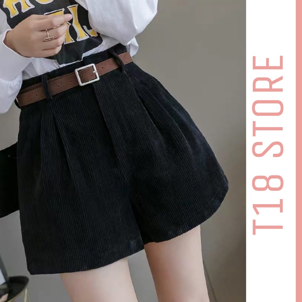 Quần short nữ nhung tăm cao cấp thu đông- Quần đùi nữ mặc nhà T18 STORE QD06